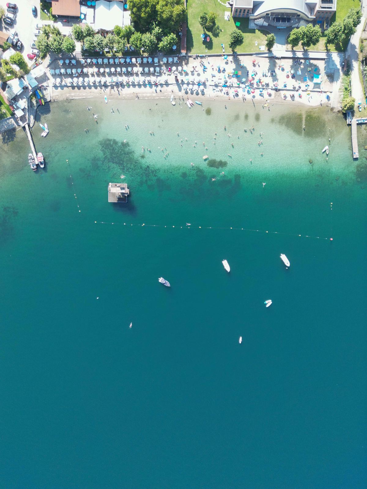 Aerial photograph of Lido Gozzano, Lago d'Orta, Lago d'Orta, Piemonte — Flesh Sand by Raffaele Ferrari