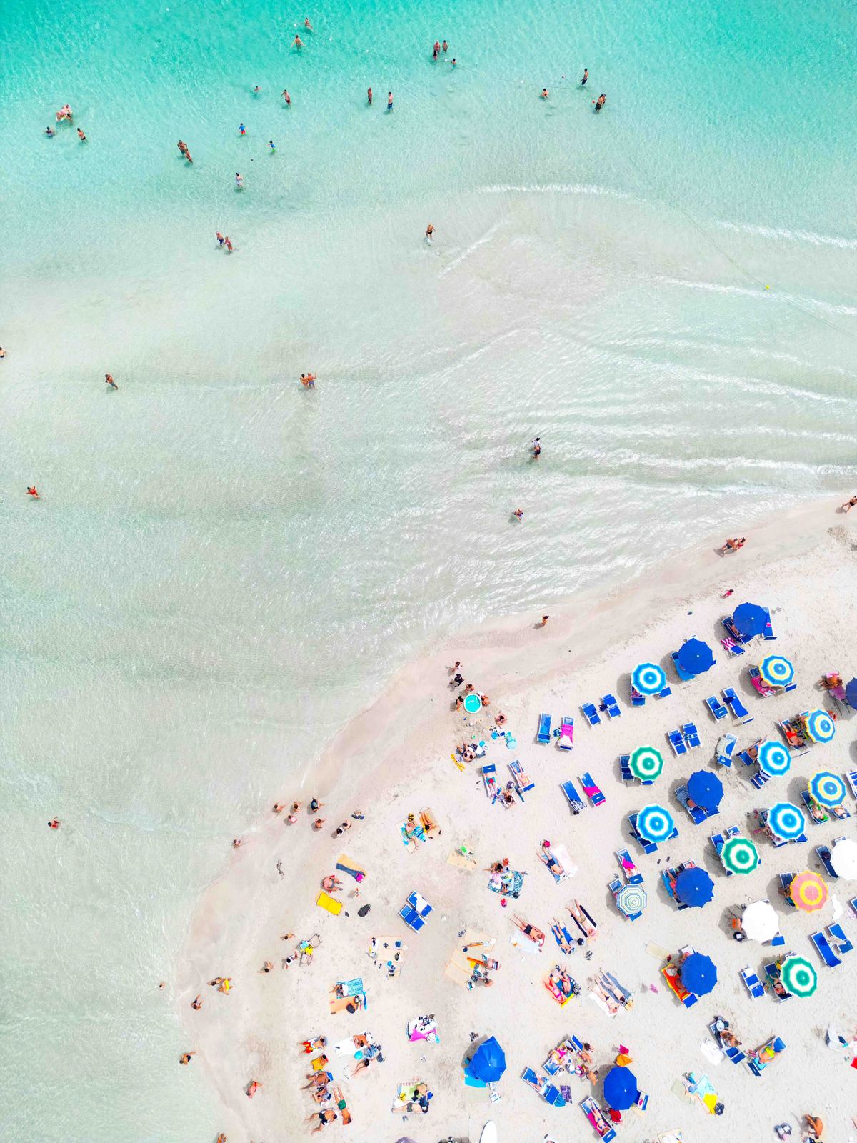 Aerial photograph of Sardegna Blue Umbrellas, Arzachena (loc. da definire), Sardegna — Flesh Sand by Raffaele Ferrari