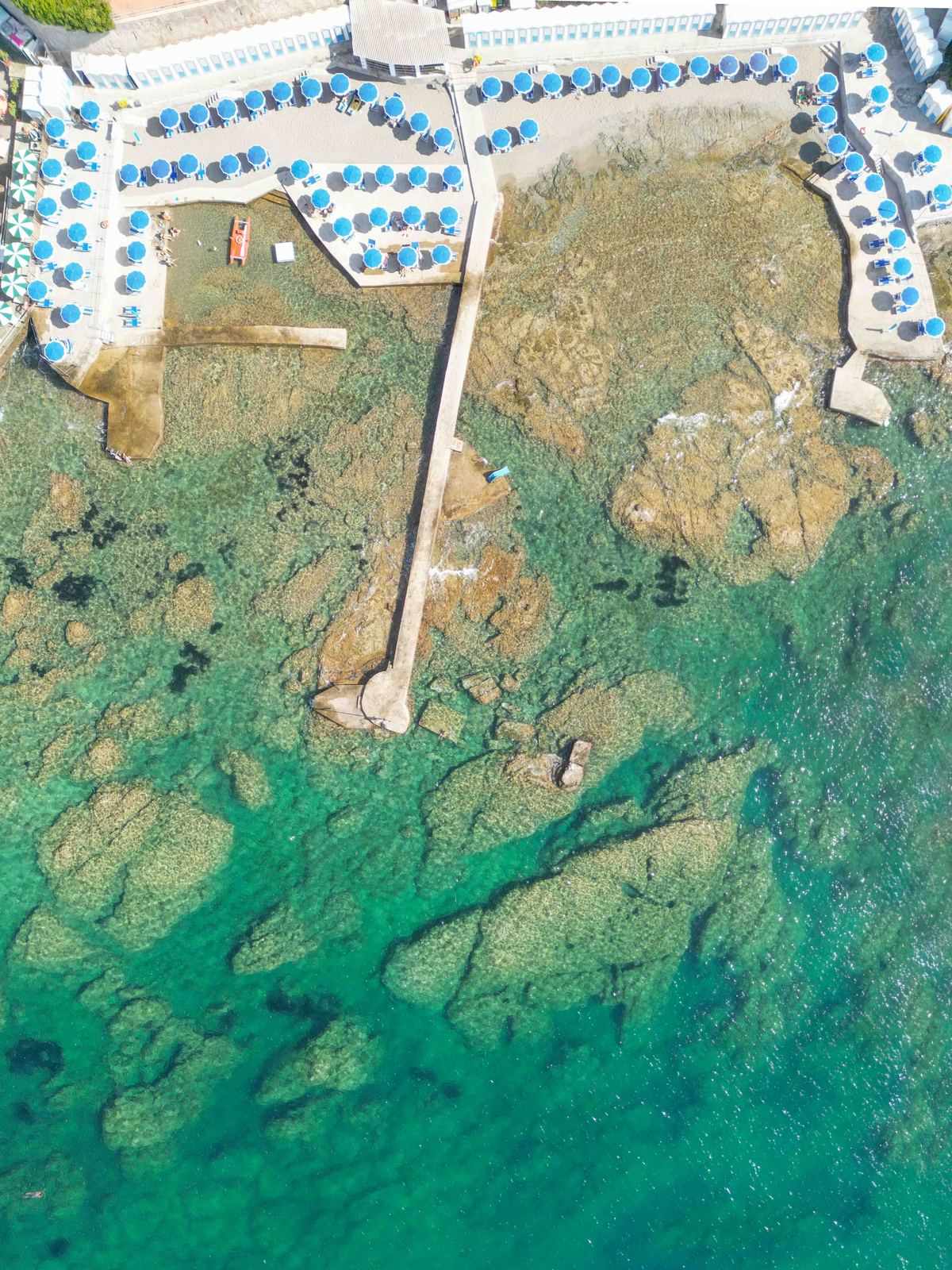 Aerial photograph of Spiaggia di Castiglioncello, Castiglioncello (LI), Toscana — Flesh Sand by Raffaele Ferrari
