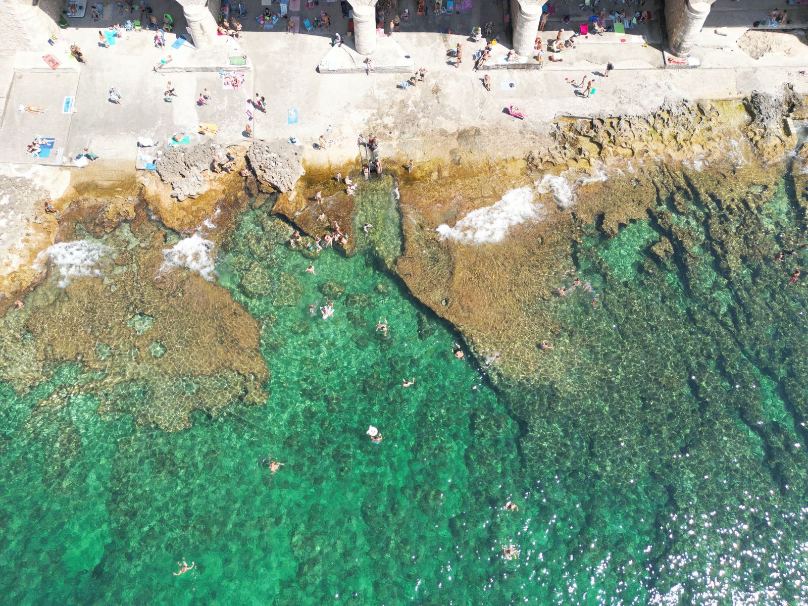 Aerial photograph of Spiaggia di Leuca, Santa Maria di Leuca (LE), Puglia — Flesh Sand by Raffaele Ferrari