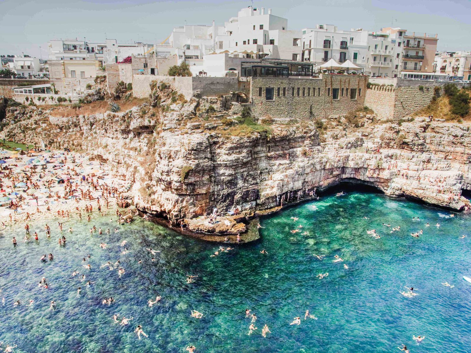 Aerial photograph of Spiaggia di Polignano a Mare, Polignano a Mare (BA), Puglia — Flesh Sand by Raffaele Ferrari