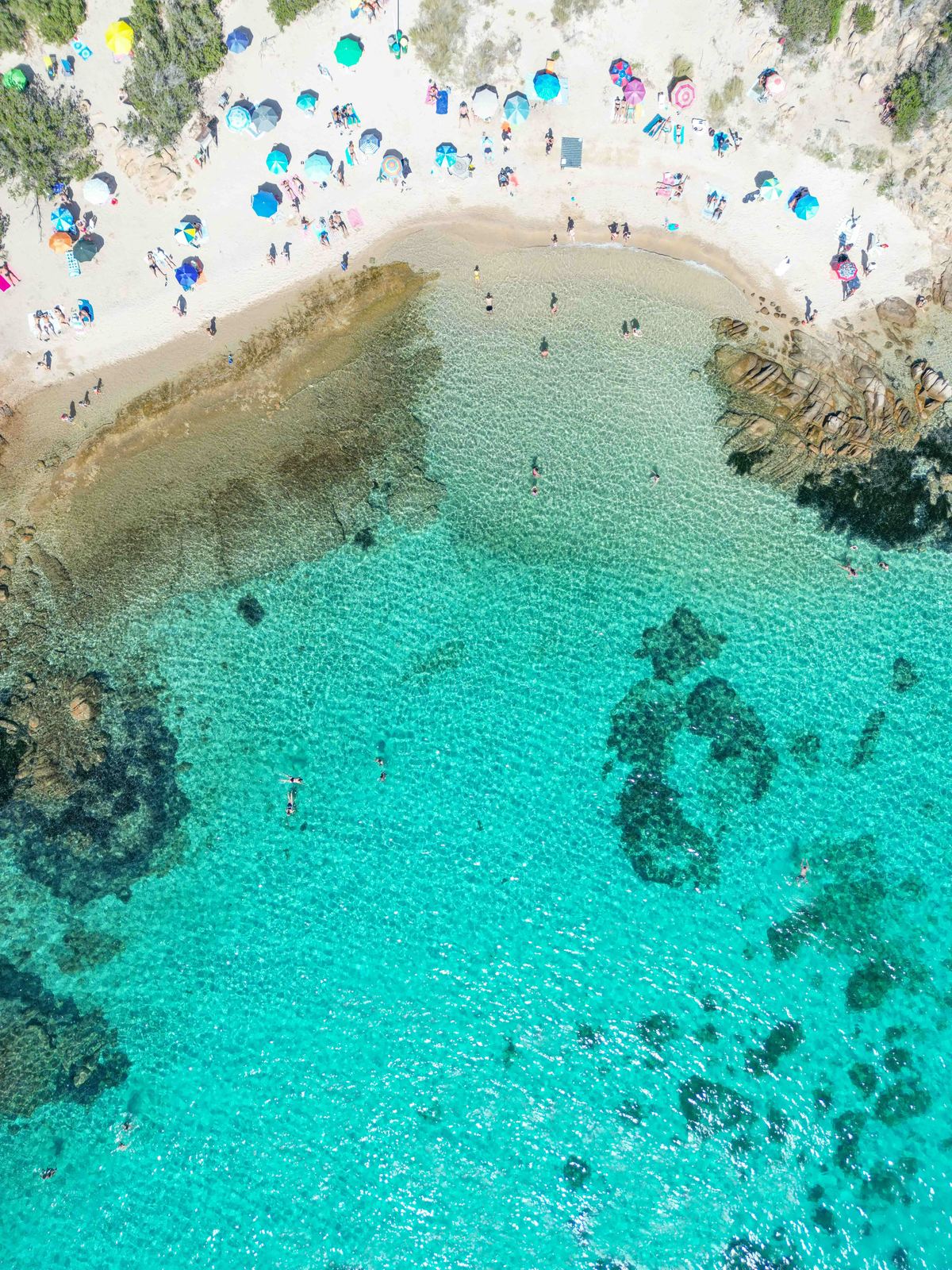 Aerial photograph of Spiaggia Porto Cervo, Arzachena (SS), Sardegna — Flesh Sand by Raffaele Ferrari